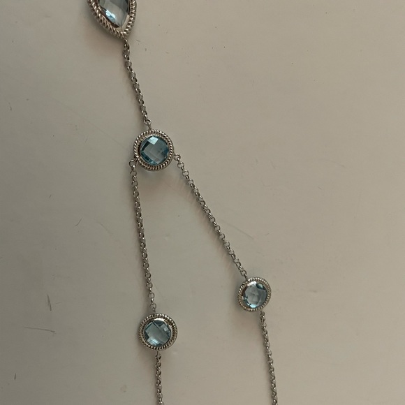 10K White Gold Sky Blue Topaz Station Necklace - Picture 2 of 8